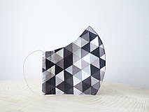 Rúška - Tvarované 3 vrstvové ochranné rúško 100% bavlna s priestorom na filter - L- pánske  (Trojuholníky v šedých odtieňoch) - 11762572_
