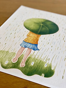 Grafika - Pilea v daždi - Print | Botanická ilustrácia - 11766777_