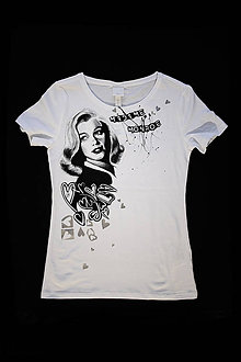 Topy, tričká, tielka - Ručne maľované tričko madame Monroe - 11766682_
