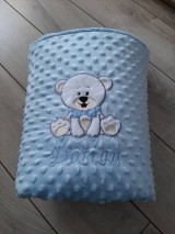 Detský textil - Minky deka s výšivkou macka - 11769492_