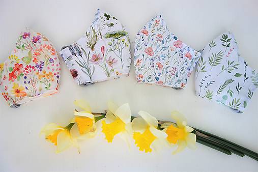 Rúška - Bavlnené rúška - Jarné 4-balenie, s kapsou na filter a drôtikom - 11769933_