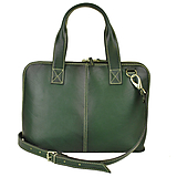 Na notebook - Kožená kabelka/taška na notebook alebo dokumenty A4 v tmavo zelenej farbe, ručne tieňovaná - 11772833_