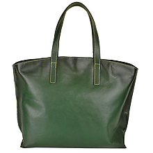 Kabelky - Kožená kabelka SHOPPER BAG ručne farbená a tieňovaná useň v tmavo zelenej farbe - 11772593_