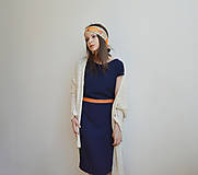 Šaty - Modré šaty s oranžovým detailom - 11770801_