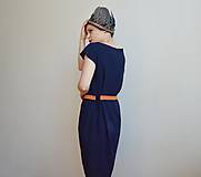 Šaty - Modré šaty s oranžovým detailom - 11770803_