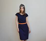 Šaty - Modré šaty s oranžovým detailom - 11770804_