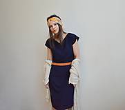 Šaty - Modré šaty s oranžovým detailom - 11770805_