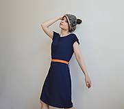 Šaty - Modré šaty s oranžovým detailom - 11770806_