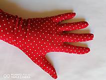 Rukavice - Ochranné elastické rukavice červene s bodkami - 11770731_