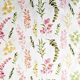 Textil - akvarelové lístky II, 100 % predzrážaná bavlna Španielsko, šírka 150 cm - 11774643_