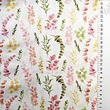 Textil - akvarelové lístky II, 100 % predzrážaná bavlna Španielsko, šírka 150 cm - 11774644_