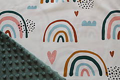 Detský textil - Minky deka Dúha, viac farieb na výber,100x70cm (Zeleno-šedá) - 11775548_