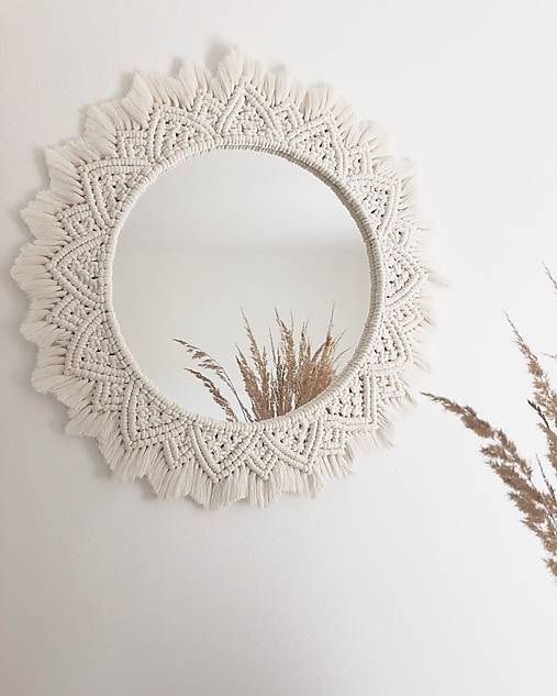 Zrkadlá - Makrame macrame zrkadlo - 11777673_