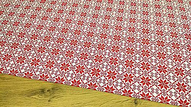 Textil - Bavlnená látka - Červený vzor - cena za 10 centimetrov - 11778459_