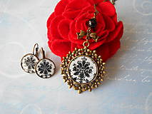 Sady šperkov - Čierny ornament v bielej - 11780510_