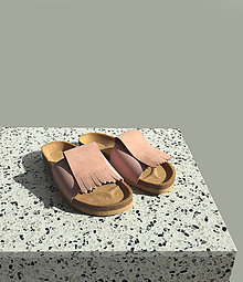 Ponožky, pančuchy, obuv - Korkáče Pink velur (38) - 11780587_