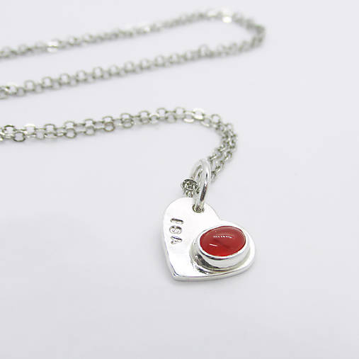 Náhrdelníky - Júl: RedCarmen Heart / Karneol 5x7mm - 11782237_