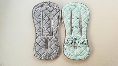 Detský textil - Bugaboo Donkey Twin seat liners / podložky pre dvojičky 100% MERINO Grey and Mint - 11787874_