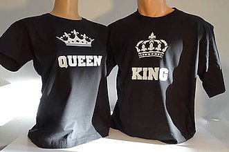 Topy, tričká, tielka - Párové tričko QUEEN a KING - 11796869_