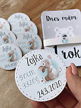 Detské doplnky - Magnetky na pamiatku s dátumom narodenia a menom dieťatka zajko - 11799363_