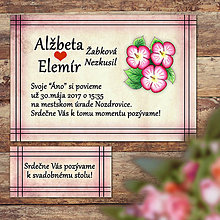 Papiernictvo - Vintage svadobné oznámenie a pozvánka k svadobnému stolu kvetové (2) - 11802100_