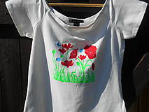 Topy, tričká, tielka - červené maky-romantic summer-tričko - 11807436_