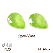 Korálky - SWAROVSKI® ELEMENTS 4320 Pear Rhinestone - Crystal Lime, 14x10, bal.1ks - 11806648_