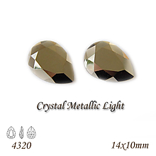 Korálky - SWAROVSKI® ELEMENTS 4320 Pear Rhinestone - Crystal Metallic Light, 14x10, bal.1ks - 11806785_