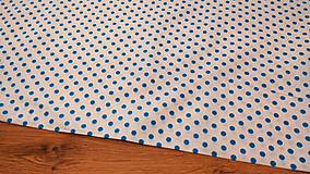 Textil - Bavlnená látka - Bodky 6,5 mm tyrkys - cena za 10 centimetrov - 11808546_