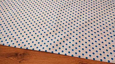 Textil - Bavlnená látka - Bodky 6,5 mm tyrkys - cena za 10 centimetrov - 11808546_