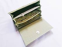 Peňaženky - Peňaženka drobné kvietky na mätovom podklade - 11813848_