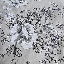 Textil - Bavlnená látka-1cm (režná prírodná-kvety) - 11815506_