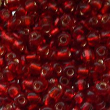 Korálky - Rokajl okrúhly 4mm s prieťahom (červená so strieborným prieťahom) - 11813110_