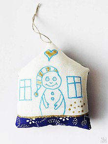 Dekorácie - Modrý domček - šitá handmade dekorácia 2 (1) - 11816089_