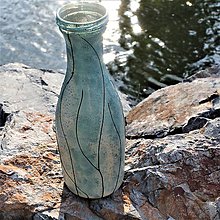 Dekorácie - Malovaná váza (Tyrkysová) - 11819082_