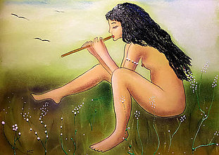 Grafika - Marie Javorková - Girl with flute. Limitovaná edícia sign. - 11819885_
