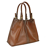 Kabelky - Kožená dámska kabelka SHOPPER ručne farbená a tieňovaná useň vo svetlo hnedej farbe - 11821659_
