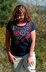 Topy, tričká, tielka - Dámske tričko batikované, maľované Z LÚKY - 11835837_