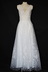 Šaty - Svadobné šaty na širšie ramienka a širokým pásom - 11837064_