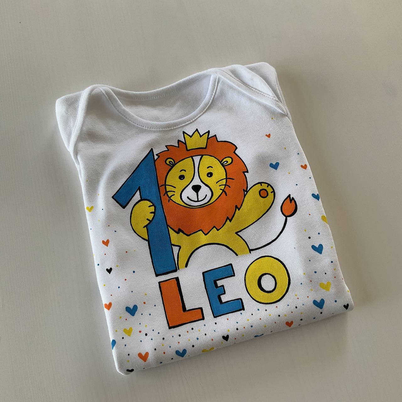 Maľované body k 1. narodeninám (s levíkom a menom)