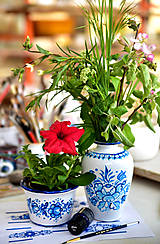 Dekorácie - Balíček na domáce maľovanie - Váza a kvetináč - 11842471_