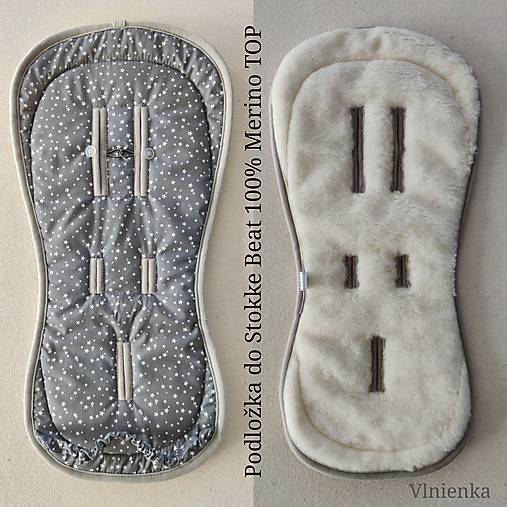 Detský textil - Vlnienka Podložka do kočíka 3 v 1 Stokke Beat 100 % merino top Hviezdička Antracit - 11842947_