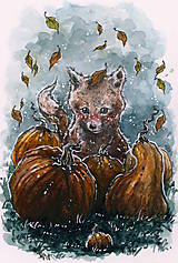 Obrazy - Hebučká novembrová tekvicová líštička Art Print - 11844460_