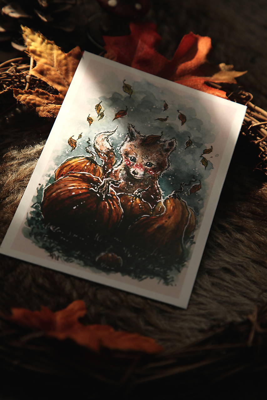 Hebučká novembrová tekvicová líštička Art Print