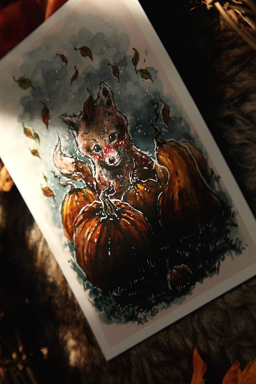 Hebučká novembrová tekvicová líštička Art Print