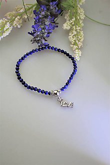 Náramky - Lapis lazuli luxusný náramok "LOVE" - 11845150_