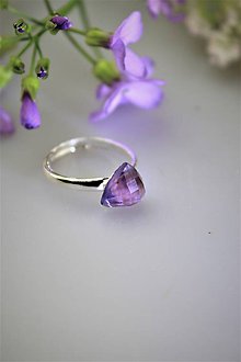 Prstene - ametyst prsteň strieborný - nastaviteľná veľkosť - 11847904_