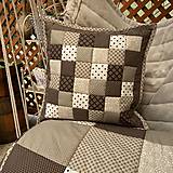 Úžitkový textil - Prehoz, vankúš patchwork vzor hnedá s béžovou - ( rôzne varianty veľkostí ) - 11850385_