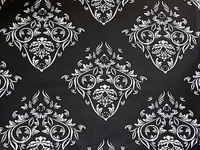 Textil - 100% bavlna, ornament čierny - 11850987_