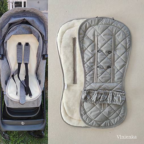 Detský textil - Vlnienka Podložka do kočíka 3 v 1 Stokke Beat 100 % merino top Grey stredne šedá - 11858012_